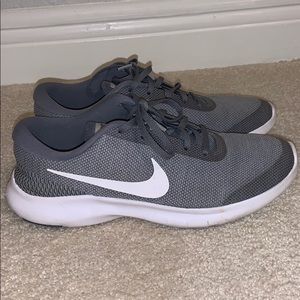 grey and white nike shoes